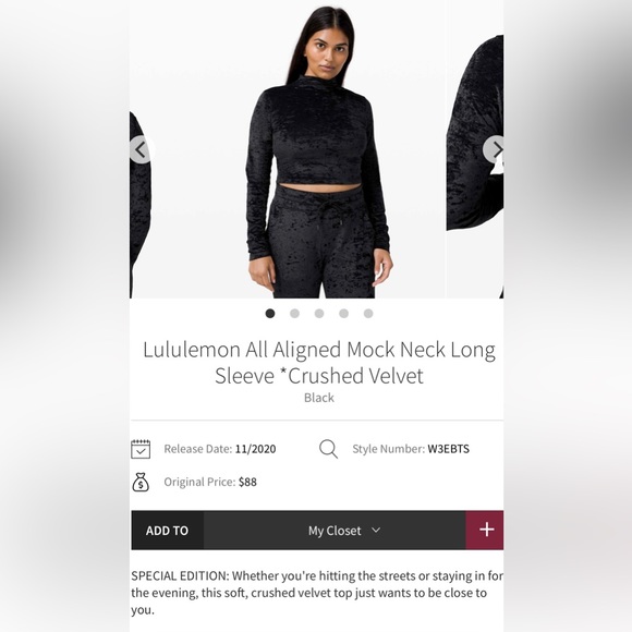 Lululemon All Aligned Mock Neck * Crushed Velvet - Picture 5 of 5